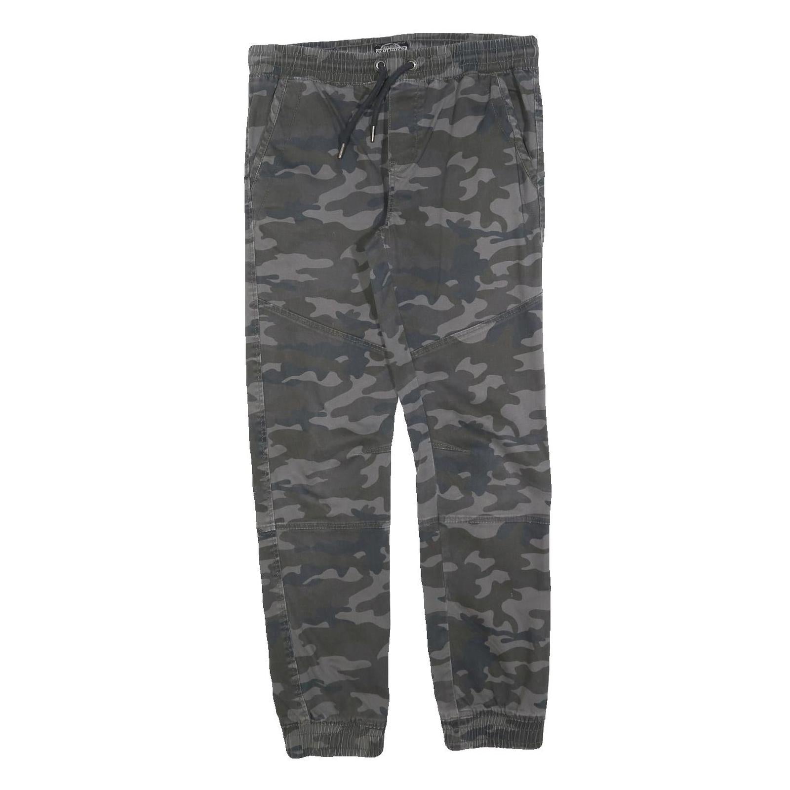 SKATE NATION Mens Cotton Blend Camouflage Slim Drawstring Trousers W30 L30