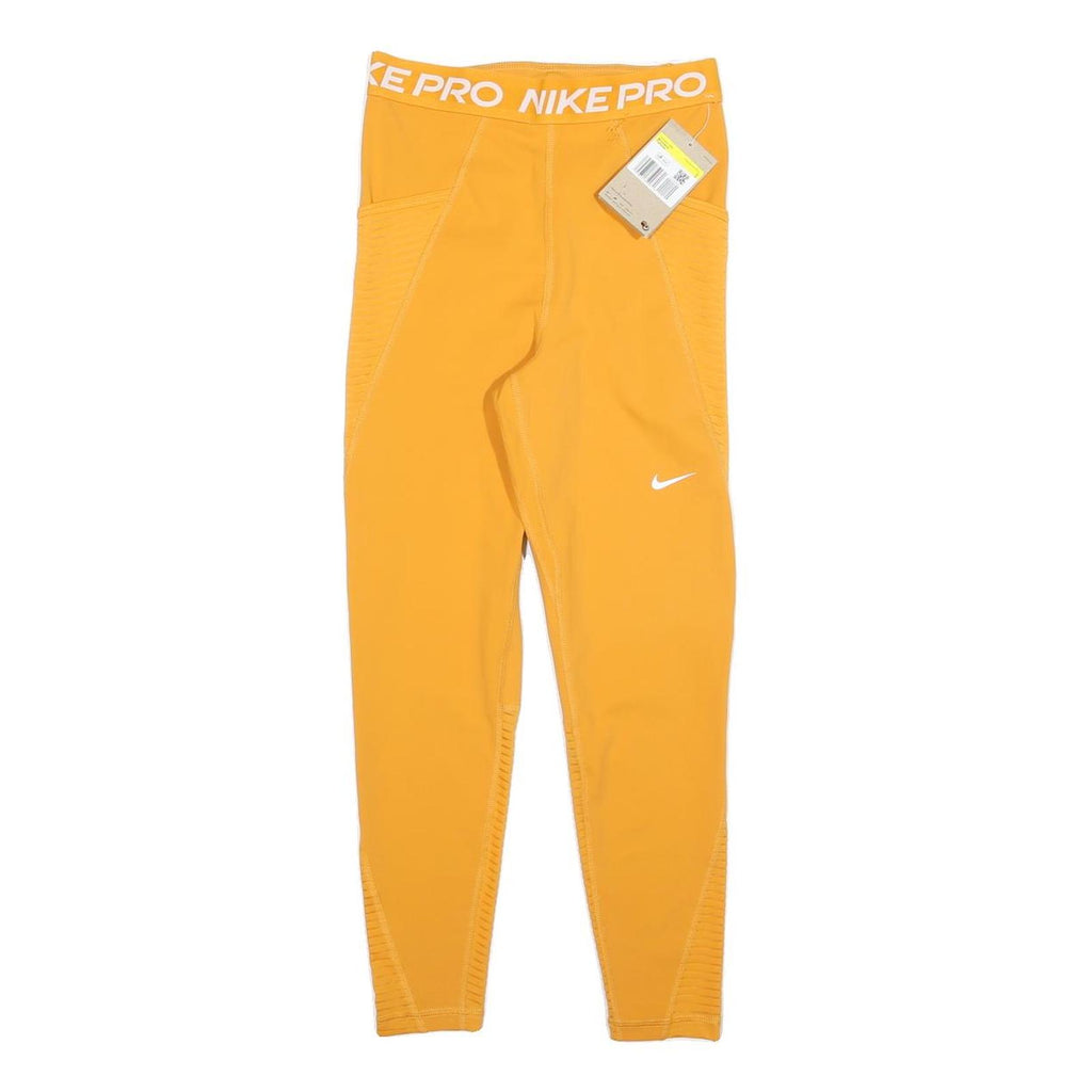 NIKE Womens Joggers Yellow Slim Tapered S W24 L24 Nike Pro Workout Activewear