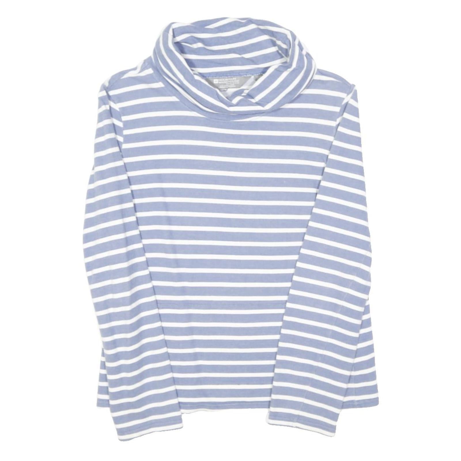 MOUNTAIN WAREHOUSE Womens Blue & White Striped Plain Cotton Blend Jumper Roll