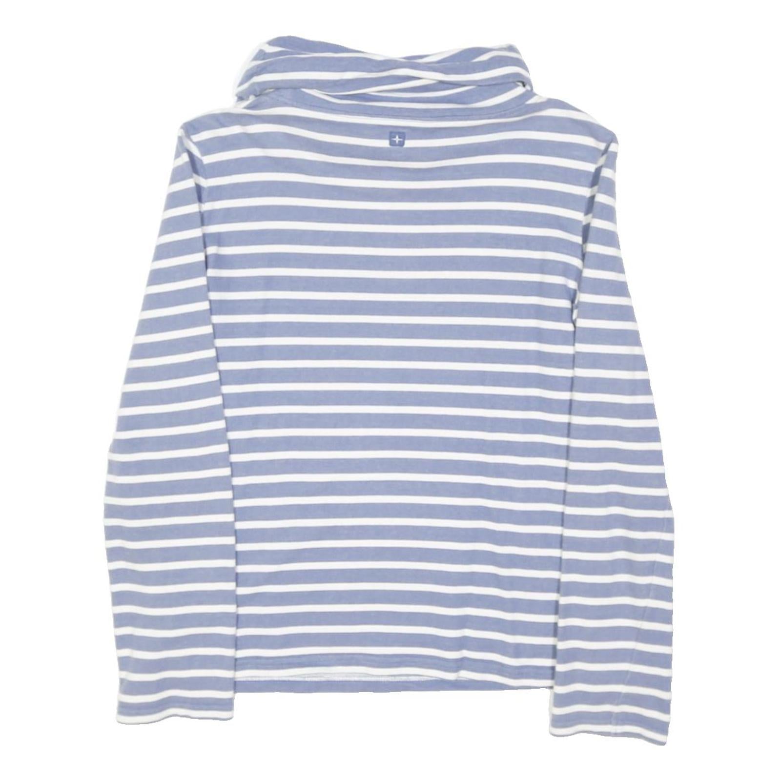 MOUNTAIN WAREHOUSE Womens Blue & White Striped Plain Cotton Blend Jumper Roll
