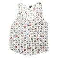 TOPSHOP Womens White Red & Grey Printed Sleeveless Scoop Neck Top UK 14