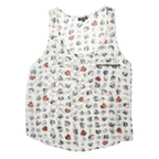 TOPSHOP Womens White Red & Grey Printed Sleeveless Scoop Neck Top UK 14