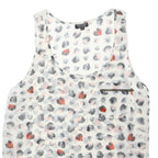 TOPSHOP Womens White Red & Grey Printed Sleeveless Scoop Neck Top UK 14