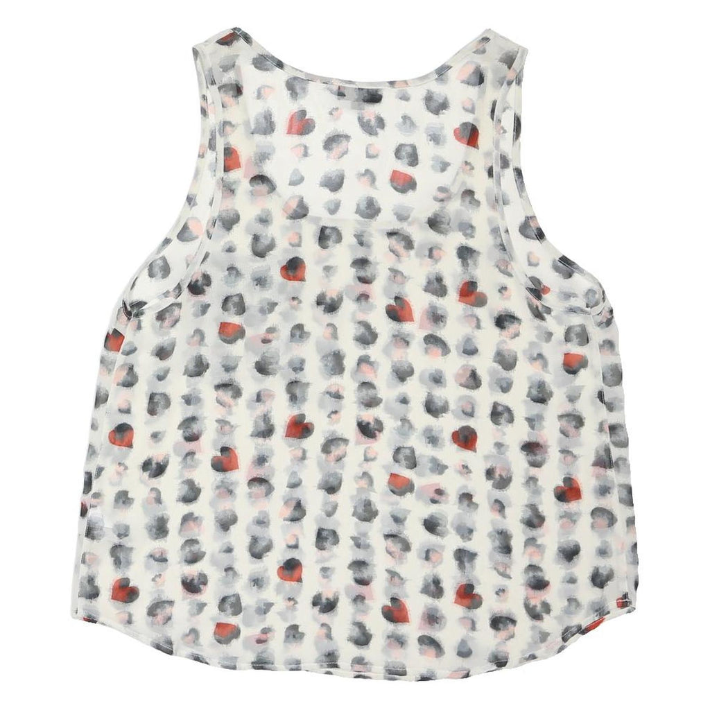 TOPSHOP Womens White Red & Grey Printed Sleeveless Scoop Neck Top UK 14