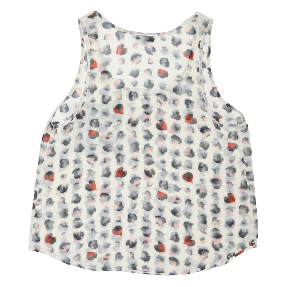 TOPSHOP Womens White Red & Grey Printed Sleeveless Scoop Neck Top UK 14
