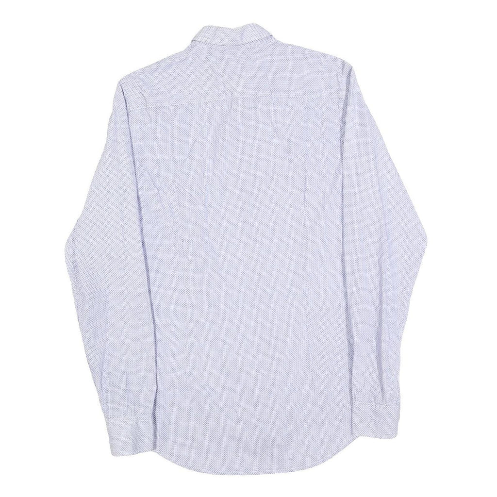 TOMMY HILFIGER Mens Blue & White Cotton Blend Shirt M Slim Fit Long Sleeve