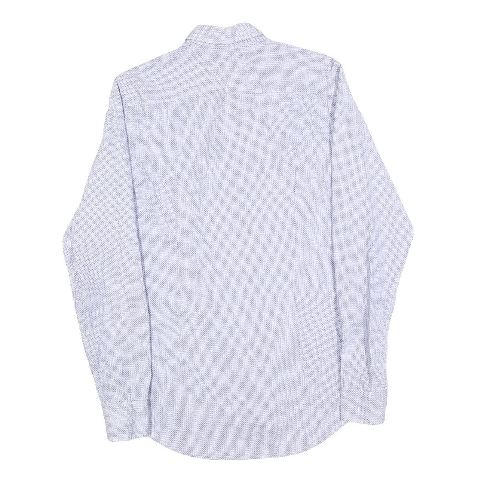 TOMMY HILFIGER Mens Blue & White Cotton Blend Shirt M Slim Fit Long Sleeve