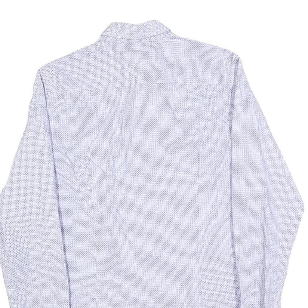 TOMMY HILFIGER Mens Blue & White Cotton Blend Shirt M Slim Fit Long Sleeve