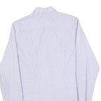 TOMMY HILFIGER Mens Blue & White Cotton Blend Shirt M Slim Fit Long Sleeve