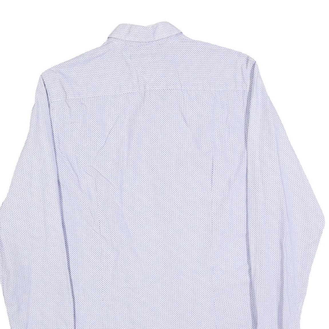 TOMMY HILFIGER Mens Blue & White Cotton Blend Shirt M Slim Fit Long Sleeve