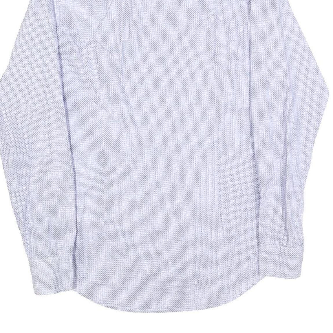 TOMMY HILFIGER Mens Blue & White Cotton Blend Shirt M Slim Fit Long Sleeve