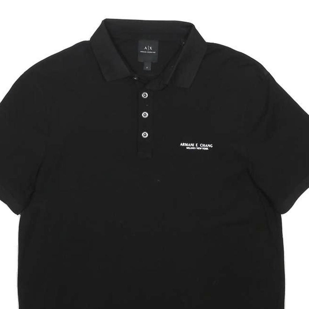 ARMANI EXCHANGE Mens Black Short Sleeve Plain Polo Shirt S Cotton Blend Classic