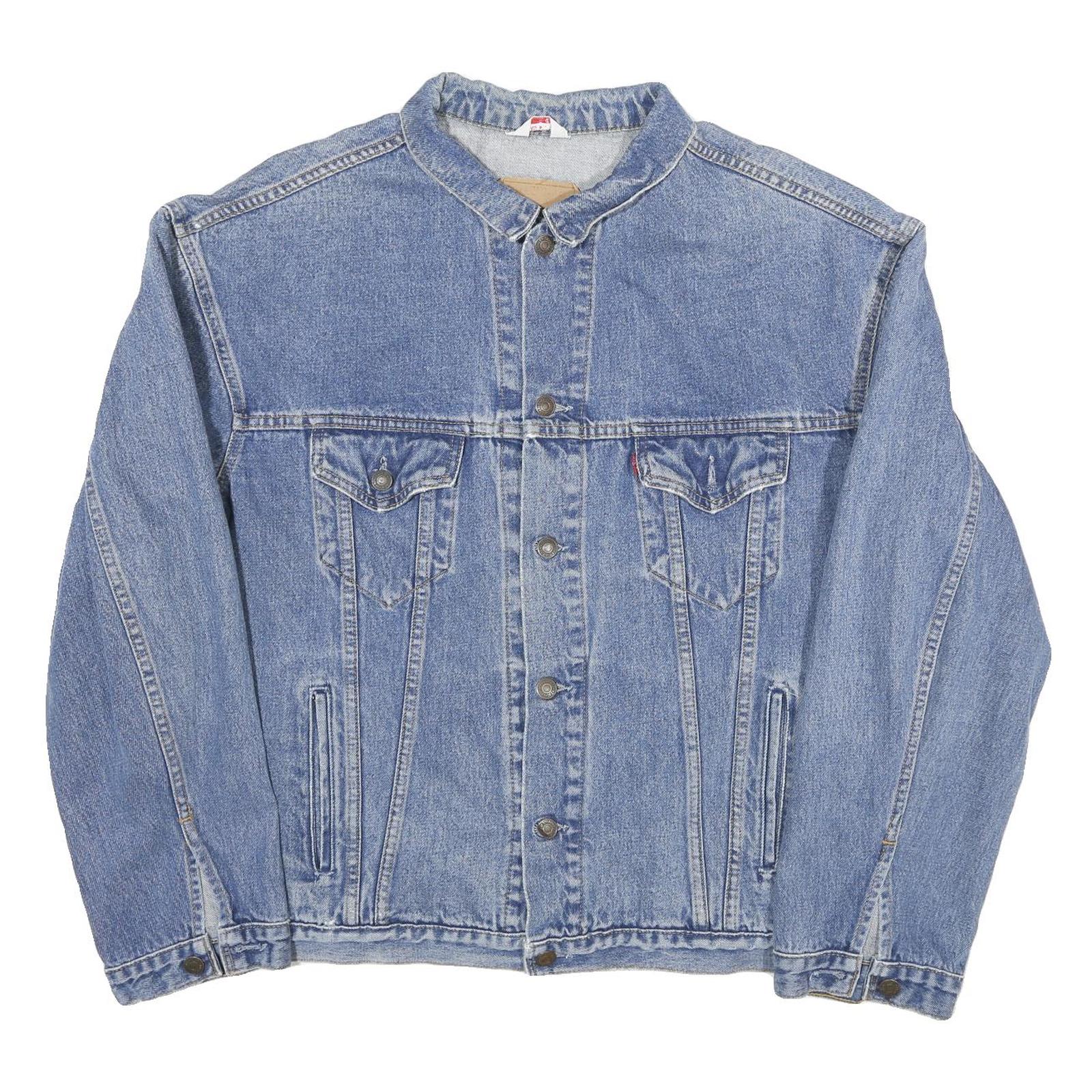 LEVI'S Mens Blue Denim Jacket L Cotton Blend Relaxed Fit Button Closure Casual