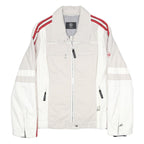 BOGNER Womens Beige & White Red Striped Zip Jacket S Polyester Sporty Casual