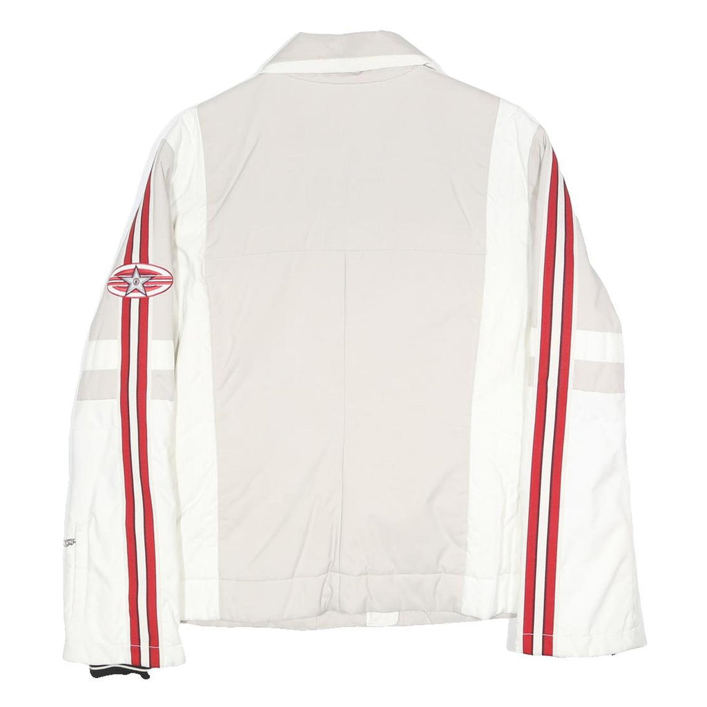 BOGNER Womens Beige & White Red Striped Zip Jacket S Polyester Sporty Casual