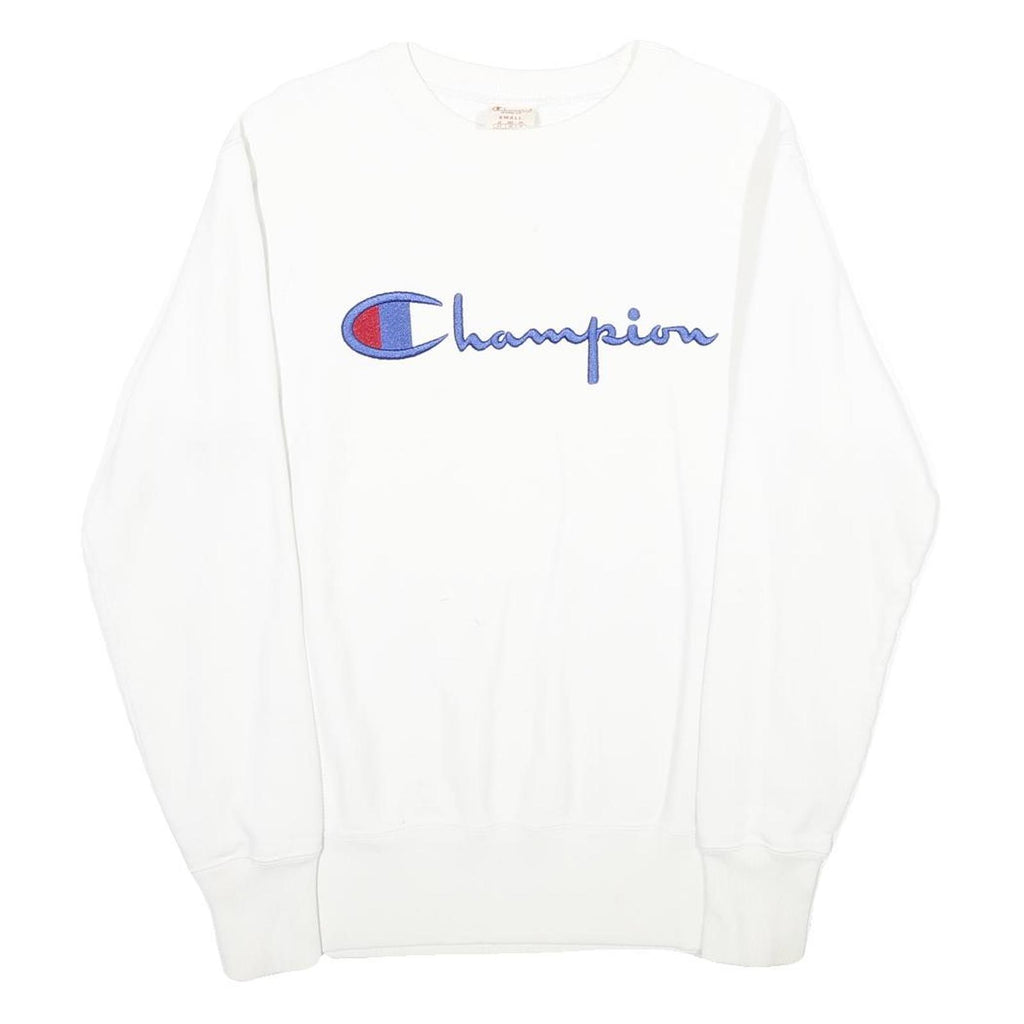 CHAMPION REVERSE WEAVE Mens White Crew Neck S Cotton Blend Sweatshirt Pullover