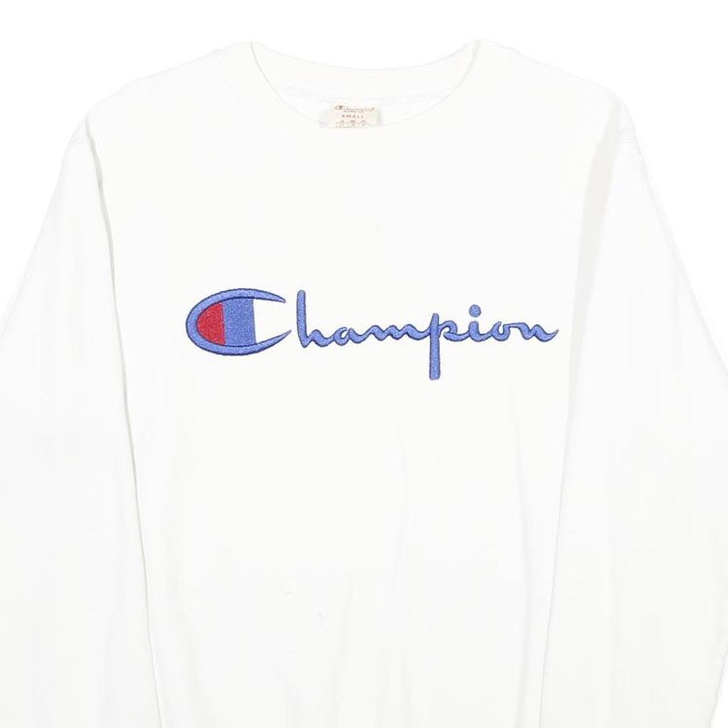 CHAMPION REVERSE WEAVE Mens White Crew Neck S Cotton Blend Sweatshirt Pullover