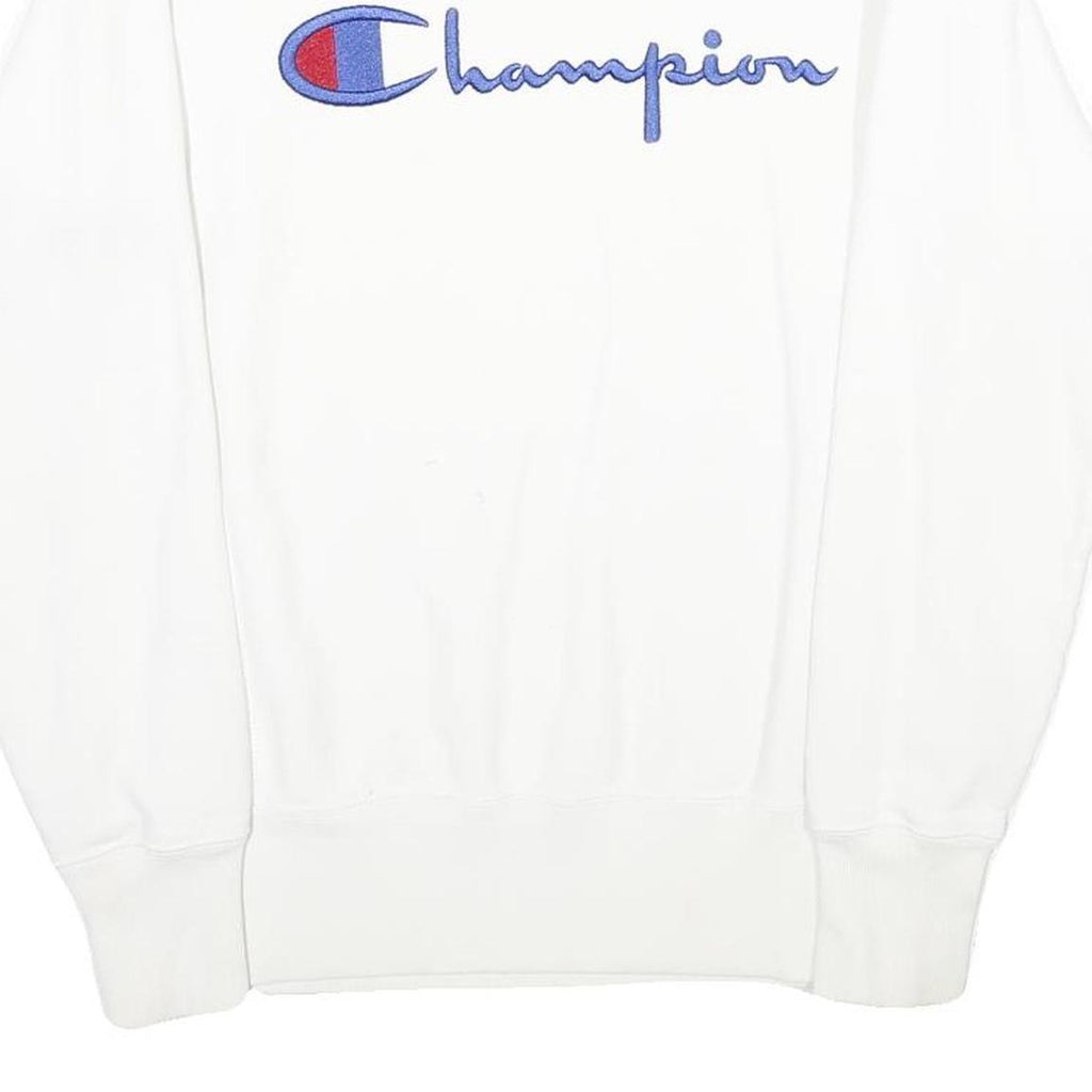 CHAMPION REVERSE WEAVE Mens White Crew Neck S Cotton Blend Sweatshirt Pullover