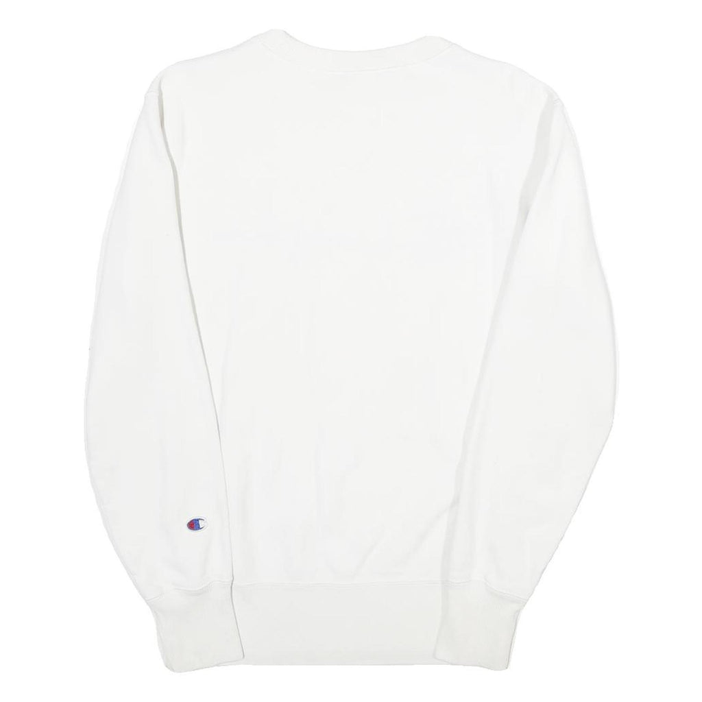 CHAMPION REVERSE WEAVE Mens White Crew Neck S Cotton Blend Sweatshirt Pullover