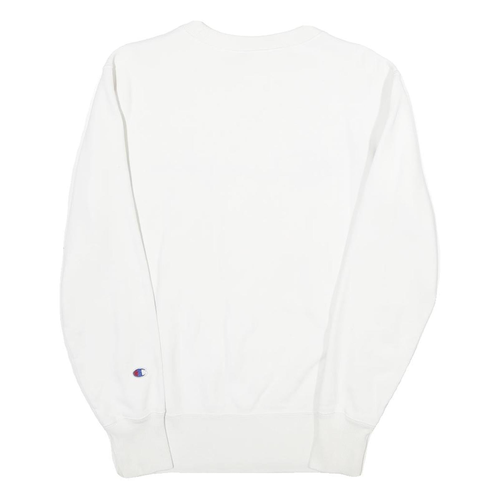 CHAMPION REVERSE WEAVE Mens White Crew Neck S Cotton Blend Sweatshirt Pullover