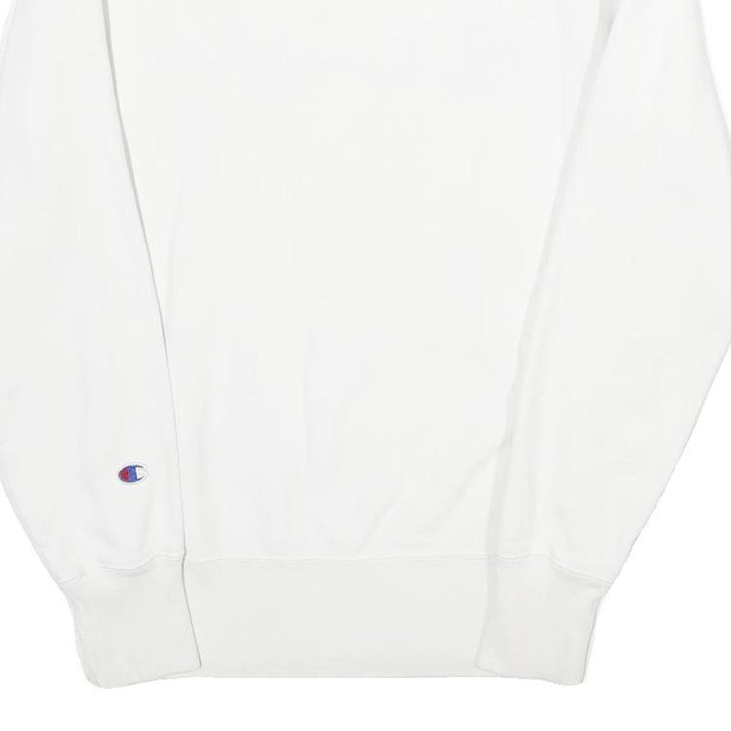 CHAMPION REVERSE WEAVE Mens White Crew Neck S Cotton Blend Sweatshirt Pullover
