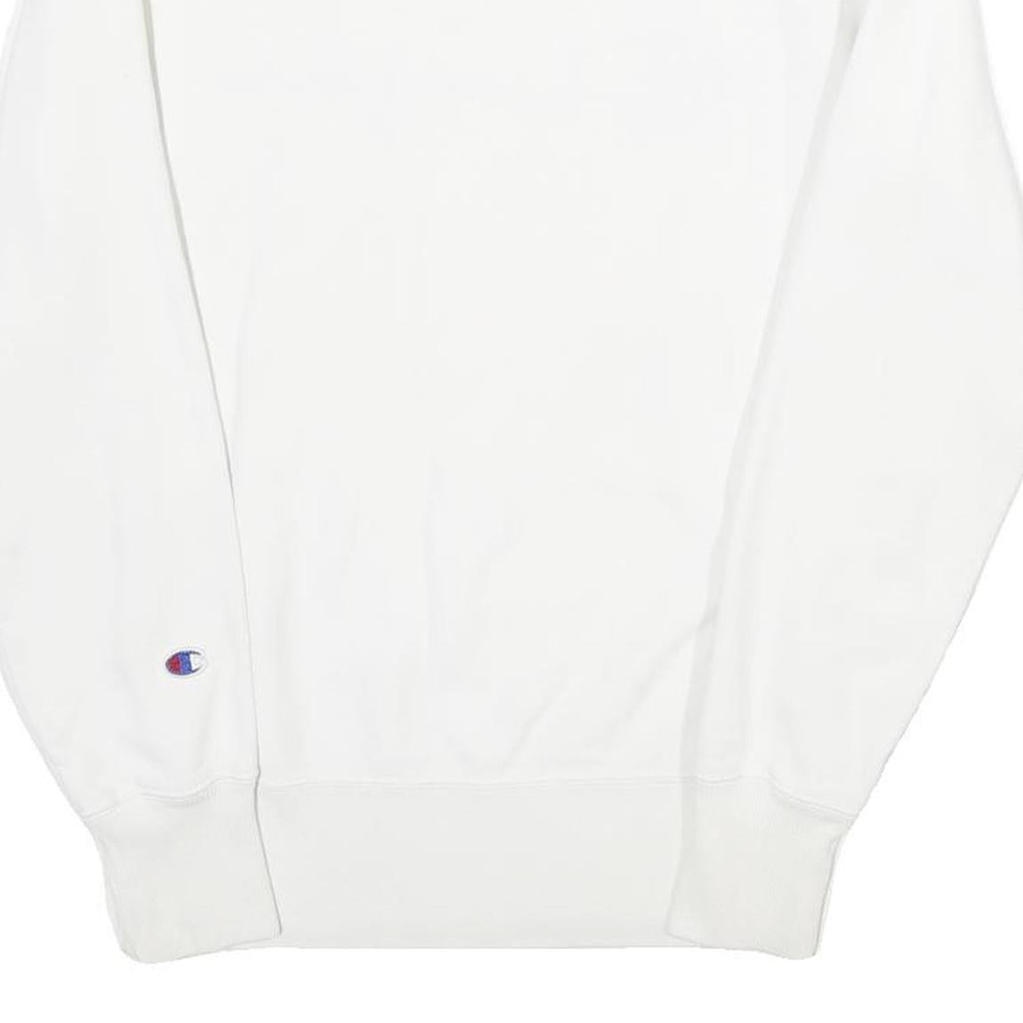 CHAMPION REVERSE WEAVE Mens White Crew Neck S Cotton Blend Sweatshirt Pullover