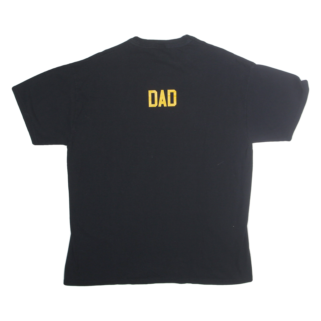 RUSSELL ATHLETIC Mens Black & Yellow Graphic T-Shirt L Short Sleeve Crew Neck