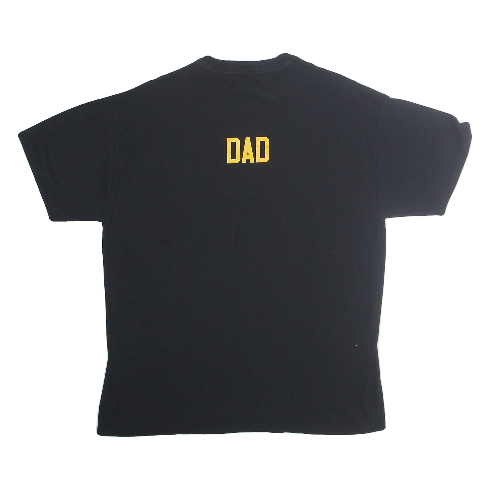 RUSSELL ATHLETIC Mens Black & Yellow Graphic T-Shirt L Short Sleeve Crew Neck
