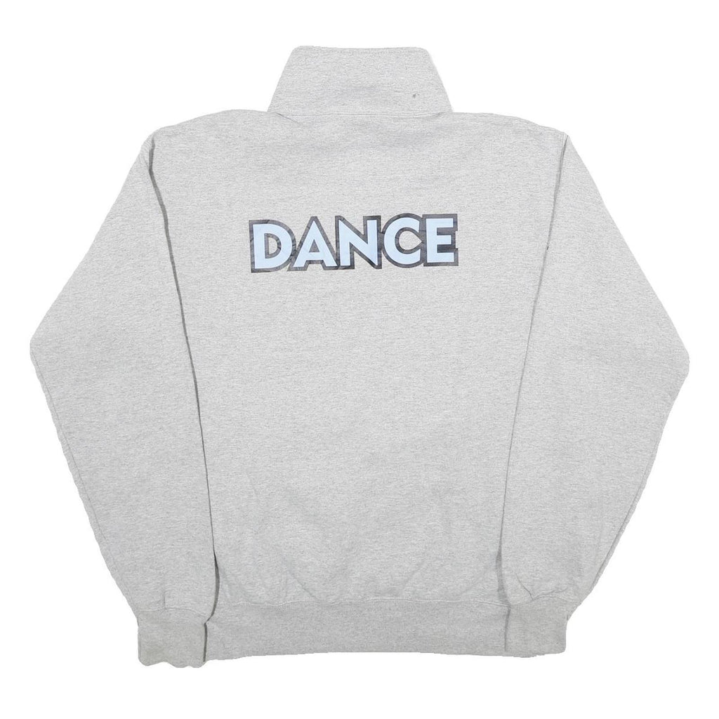 CHAMPION Mens Grey Half Zip L Sweatshirt Dance Graphic Cotton Blend Pullover