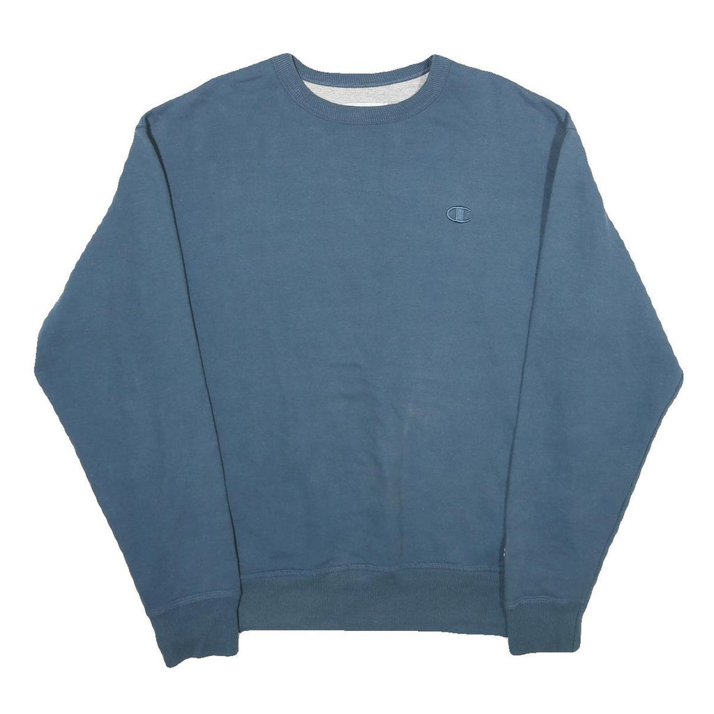 CHAMPION Mens Blue Crew Neck L Cotton Blend Sweatshirt Pullover Casual