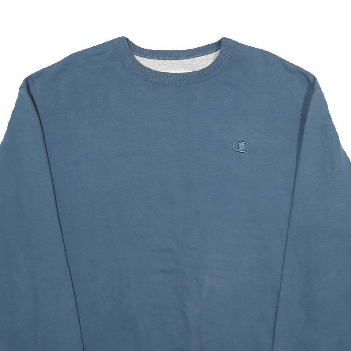CHAMPION Mens Blue Crew Neck L Cotton Blend Sweatshirt Pullover Casual