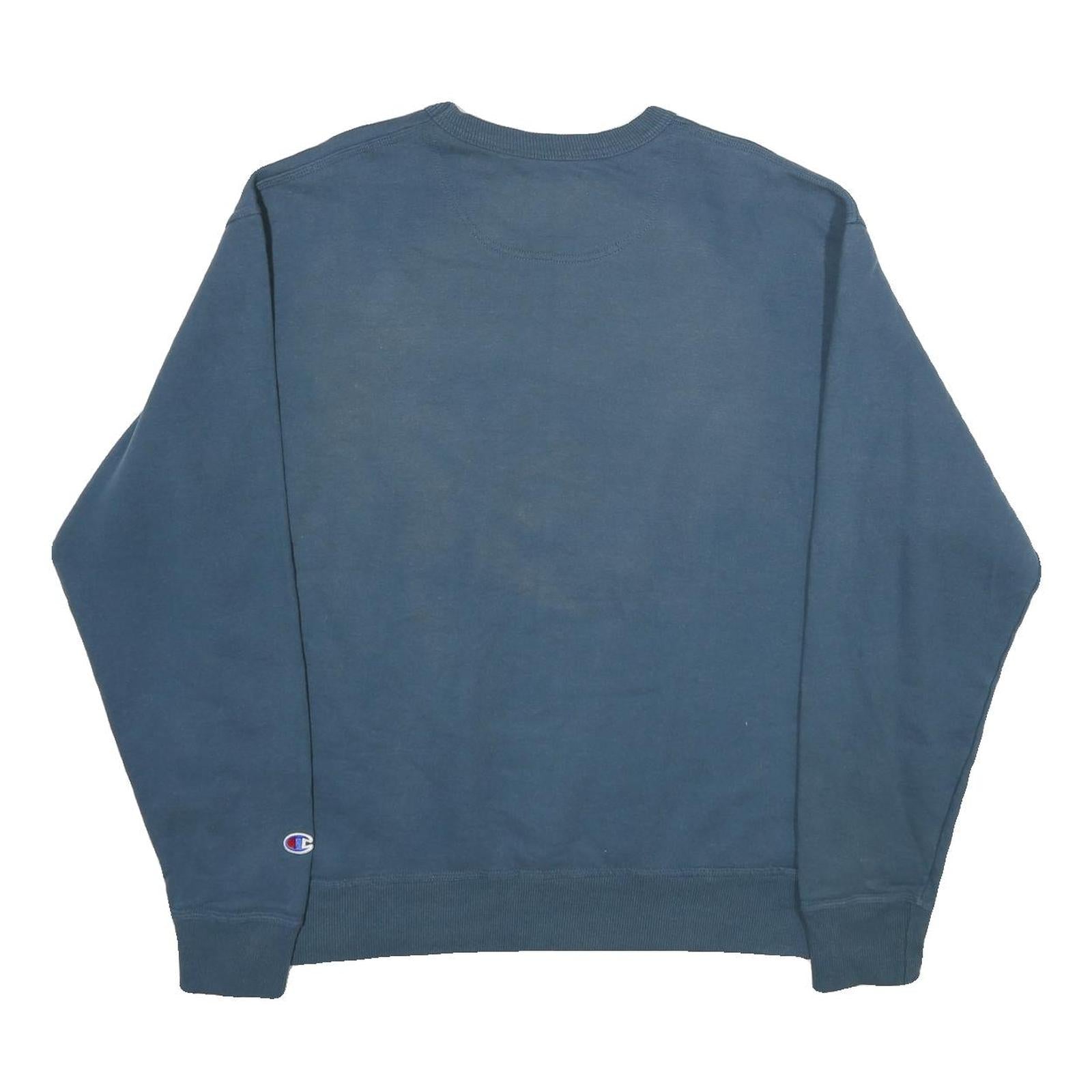 CHAMPION Mens Blue Crew Neck L Cotton Blend Sweatshirt Pullover Casual