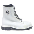 MICHAEL KORS Womens Leather White Ankle Boots UK 3 Lace-Up Winter Fashion
