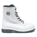 MICHAEL KORS Womens Leather White Ankle Boots UK 3 Lace-Up Winter Fashion