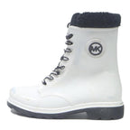 MICHAEL KORS Womens Leather White Ankle Boots UK 3 Lace-Up Winter Fashion