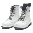 MICHAEL KORS Womens Leather White Ankle Boots UK 3 Lace-Up Winter Fashion