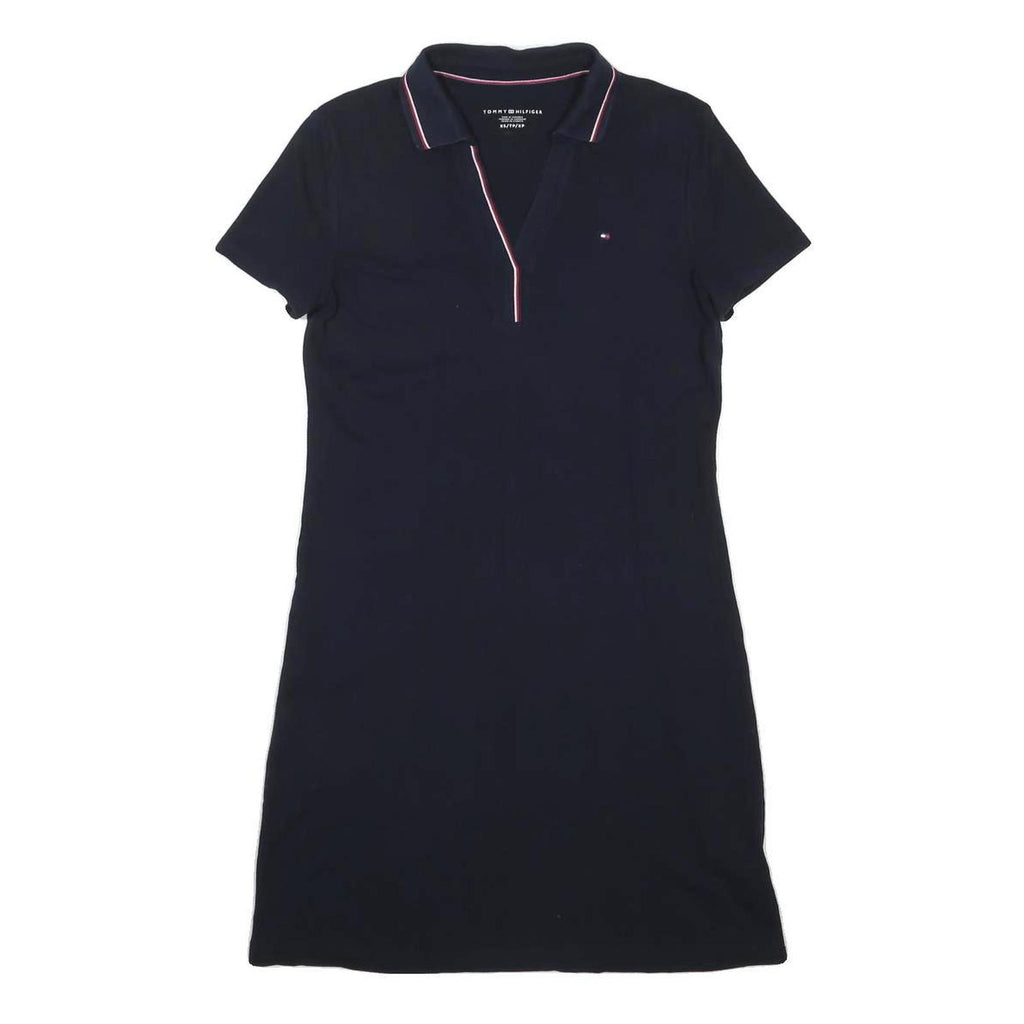 TOMMY HILFIGER Womens Navy Blue Polo Cotton Blend Mini Dress XS Collar