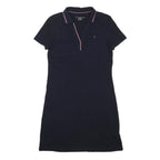 TOMMY HILFIGER Womens Navy Blue Polo Cotton Blend Mini Dress XS Collar