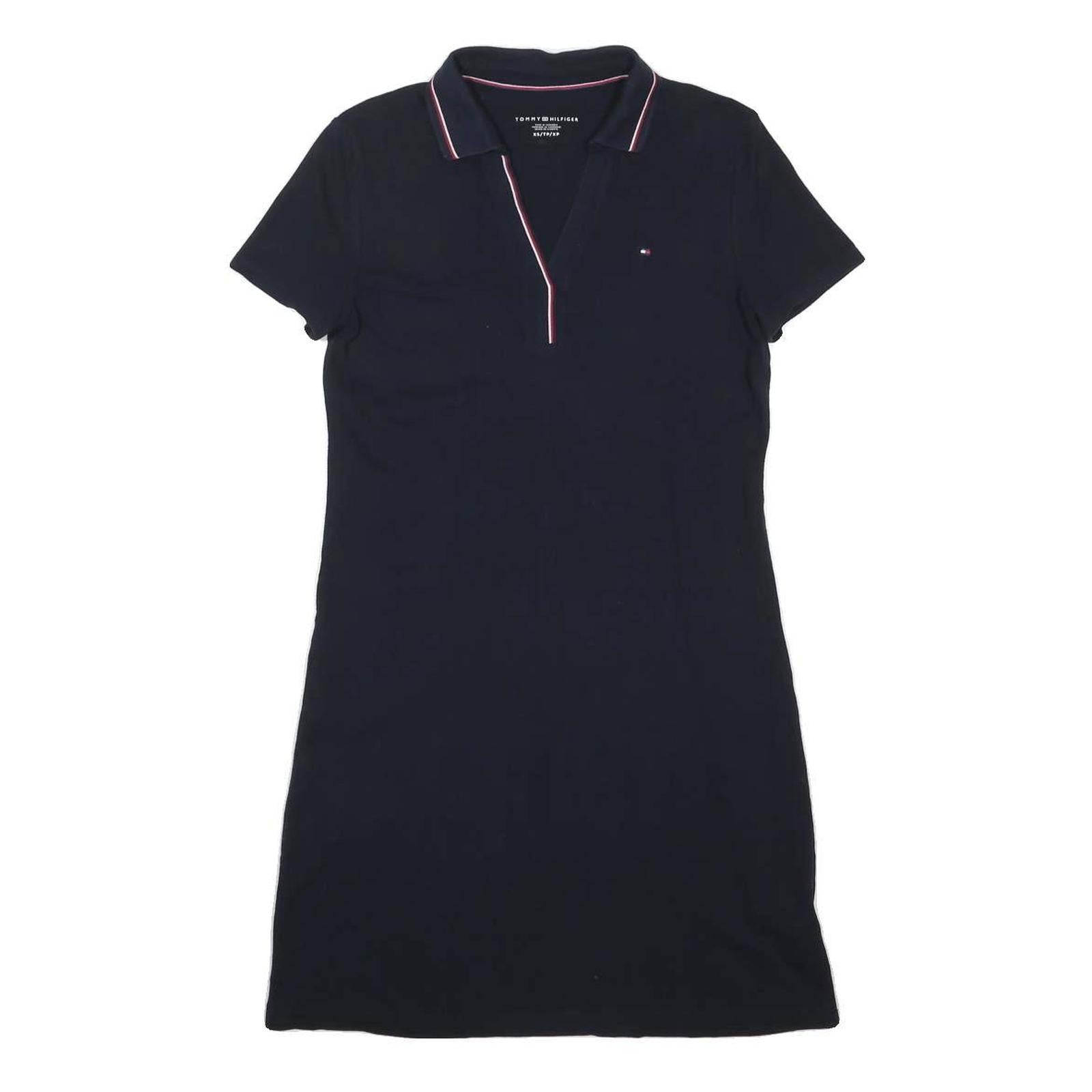 TOMMY HILFIGER Womens Navy Blue Polo Cotton Blend Mini Dress XS Collar