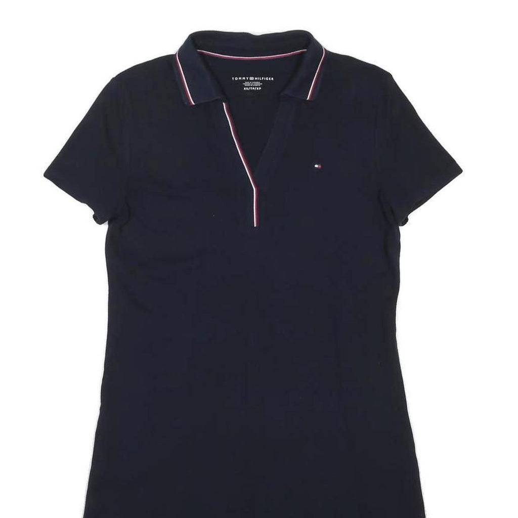 TOMMY HILFIGER Womens Navy Blue Polo Cotton Blend Mini Dress XS Collar