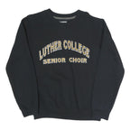 GILDAN Mens Black Luther College Senior Choir Crew Neck S Sweatshirt Printed