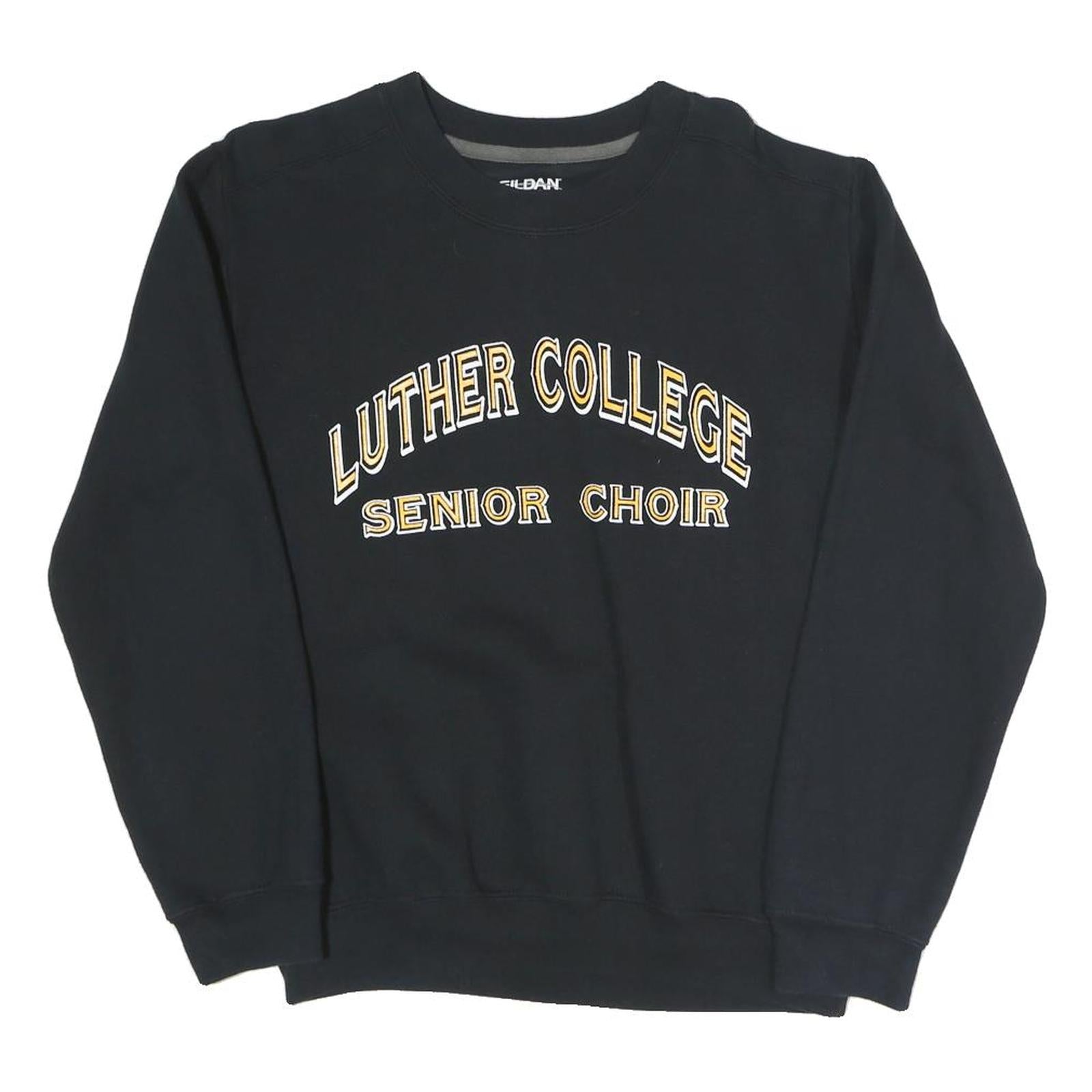 GILDAN Mens Black Luther College Senior Choir Crew Neck S Sweatshirt Printed