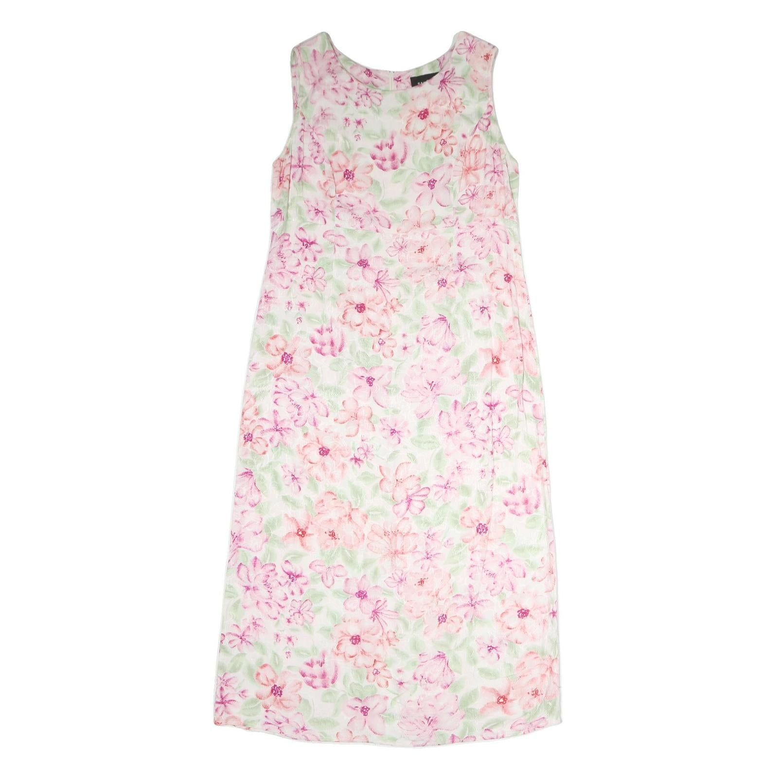 SAG HARBOR Womens Pink & Green Floral Day Dress Polyester Sleeveless UK 12
