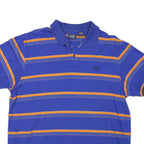 CHAPS Mens Blue & Orange Striped Short Sleeve Polo Shirt XL Classic Cotton