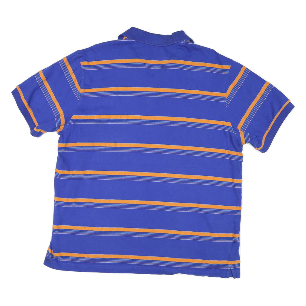 CHAPS Mens Blue & Orange Striped Short Sleeve Polo Shirt XL Classic Cotton