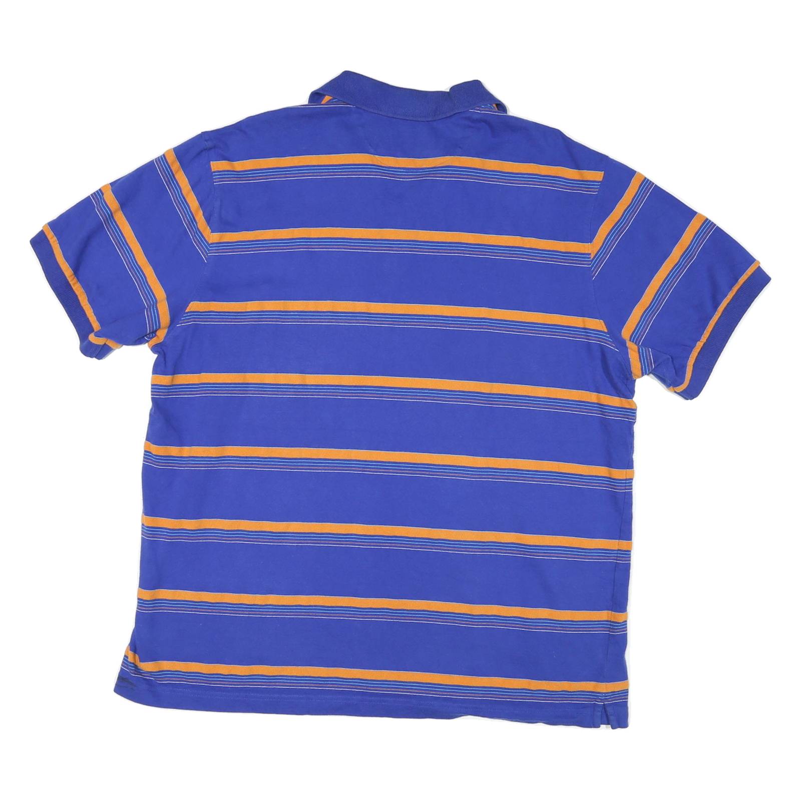 CHAPS Mens Blue & Orange Striped Short Sleeve Polo Shirt XL Classic Cotton