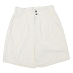 Womens Cream Casual Shorts M W27 Cotton Blend Button Plain Style