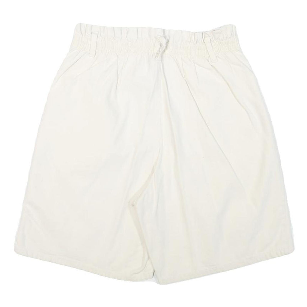 Womens Cream Casual Shorts M W27 Cotton Blend Button Plain Style