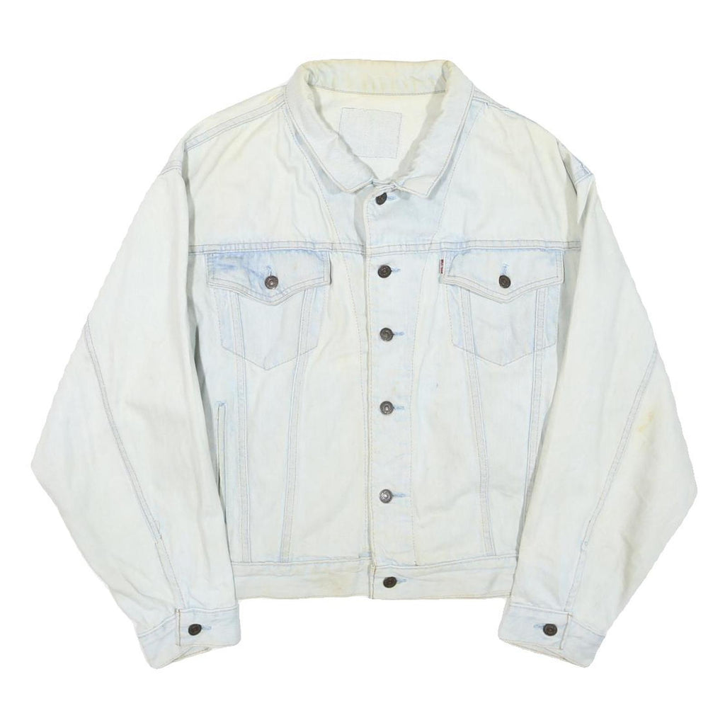 LEVI'S Mens White Denim Button Jacket XL Cotton Blend Classic Casual Vintage