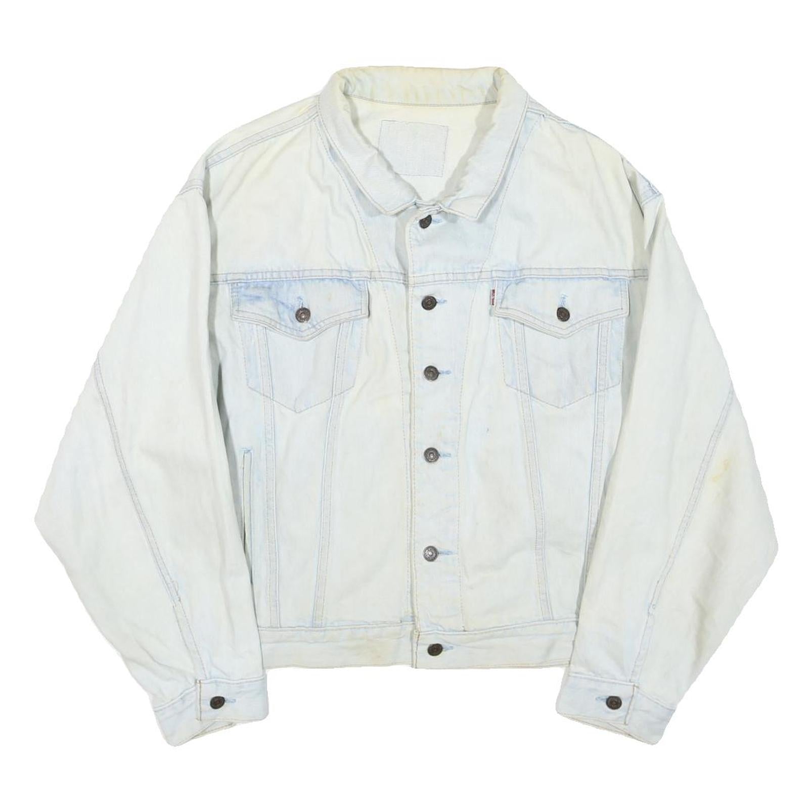 LEVI'S Mens White Denim Button Jacket XL Cotton Blend Classic Casual Vintage